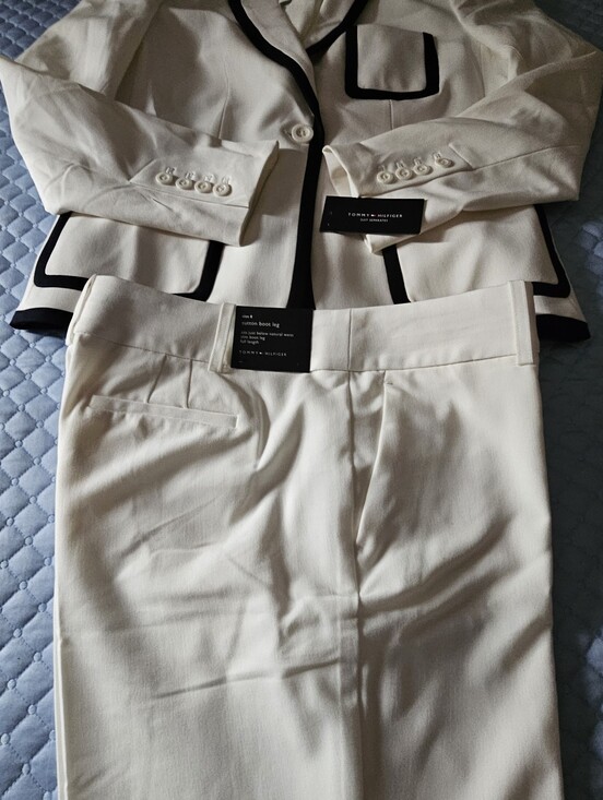 Tommy Hilfiger Jackets & Blazers - Tommy Hilfiger Womens White Blazer with Black Trim - Classic Tailored Jacket Set